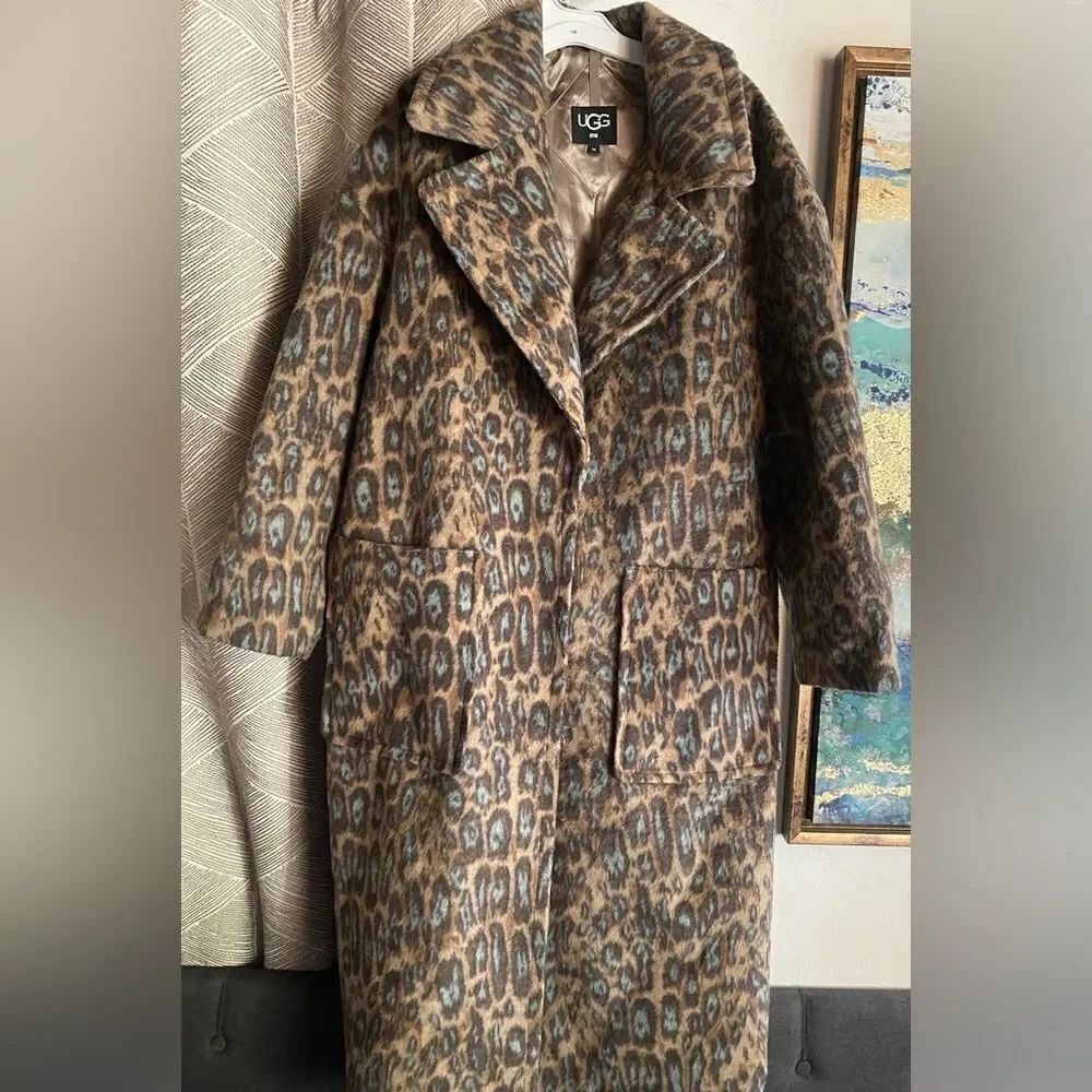 UGG Women's Hattie Long Oversized Coat Animal Print Novelty Size Médium - Picture 7 of 17